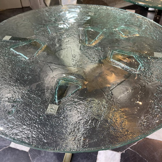 Brutalist Round Coffee Tables, 1970s, Set of 2 – Metal, Glass, Hollywood Regency (photo 7 of 17)