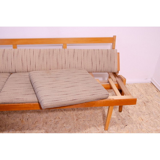 Image 1 of Banc pliant vintage en bois de hêtre et tissu, Tchécoslovaquie 1960