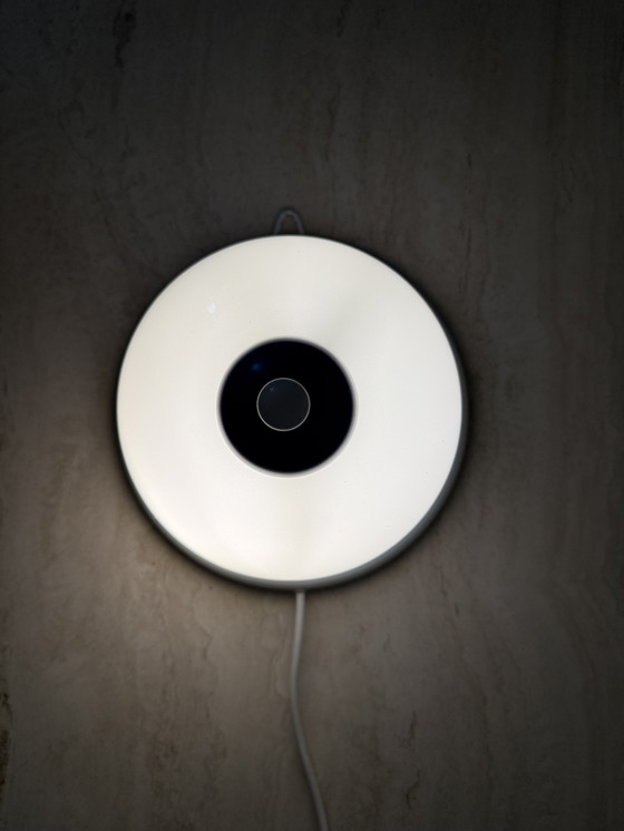 Image 1 of Applique vintage in vetro bianco e blu, anni '70