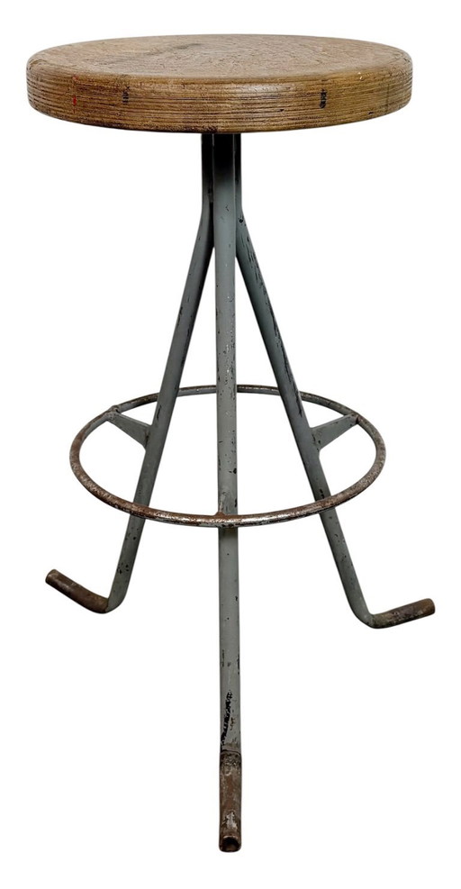 Grey Industrial Workshop Stool, 1960s