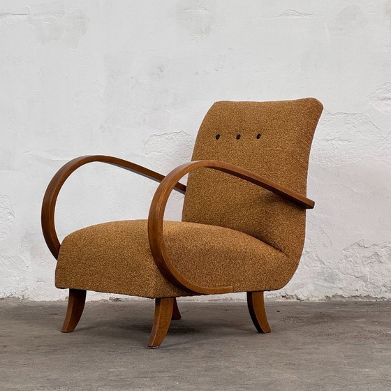 Image 1 of Coppia di poltrone Art Déco H-410 completamente restaurate, di Jindřich Halabala, 1930