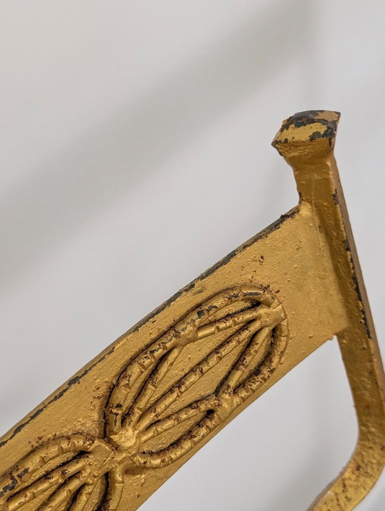 Image 1 of Set of 4 Gilt Wrought Iron Chairs with Floral Tapestry, Spain 1980s