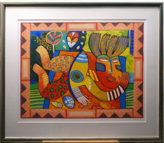 Image 1 of CLEMENS BRIELS - Sérigraphie rare des Caraïbes « Antigua : 365 jours de paradis ! » | 132/175 | 95 x 110 cm