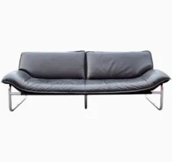 Image 1 of Divano in pelle nera della metà del secolo di Johan Bertil Häggstorm per IKEA 1980 Svezia