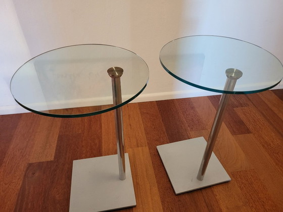 Image 1 of 2 Glazen ronde bijzettaffeltjes van glas