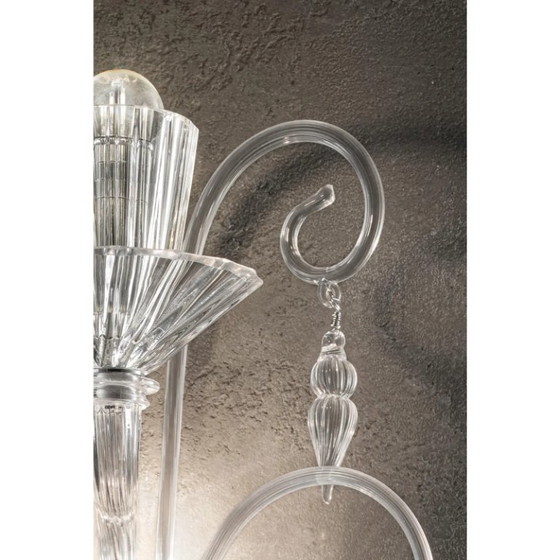 Image 1 of Applique da parete di lusso "Rigadin" in vetro di Murano trasparente.