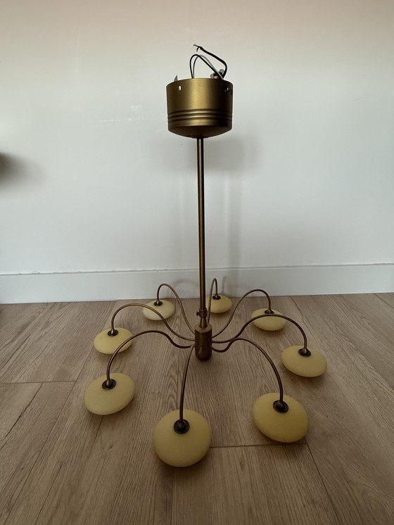 Image 1 of Space Age / Mid-Century Modern pendant lamp brass and opal glass