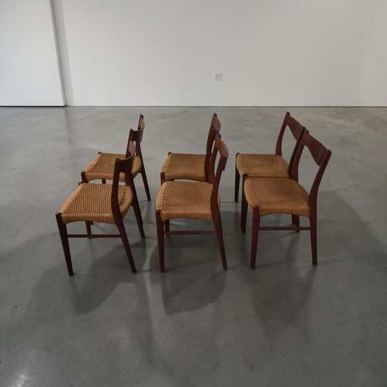 Image 1 of Dream Mid Century Designer 6-piece vintage teak dining chairs, Arne Wahl Iversen GS61, 1960s