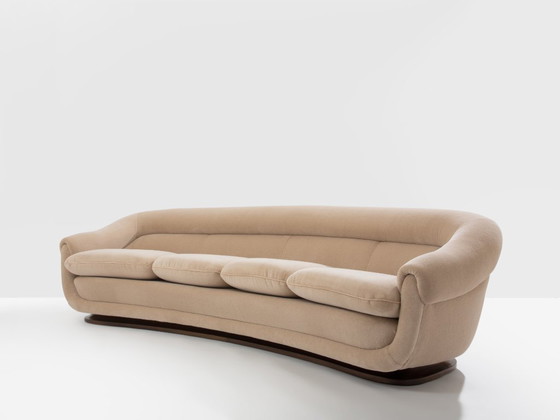 Image 1 of Isa Bergamo large Art Deco walnut mohair velvet sofa 1940s