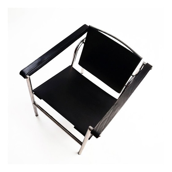 LC1 Cassina Armchair – Black Leather & Chrome (Very Good Condition) (photo 3 of 6)
