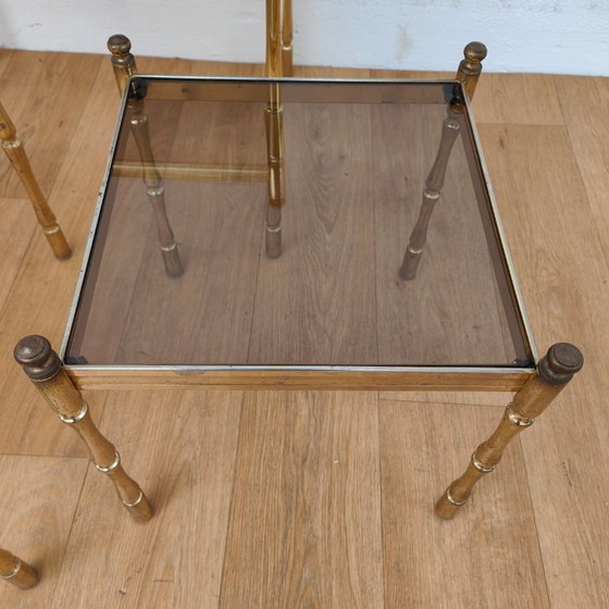 Image 1 of Tables gigognes de style Régence, imitation bambou, style Hollywood vintage.
