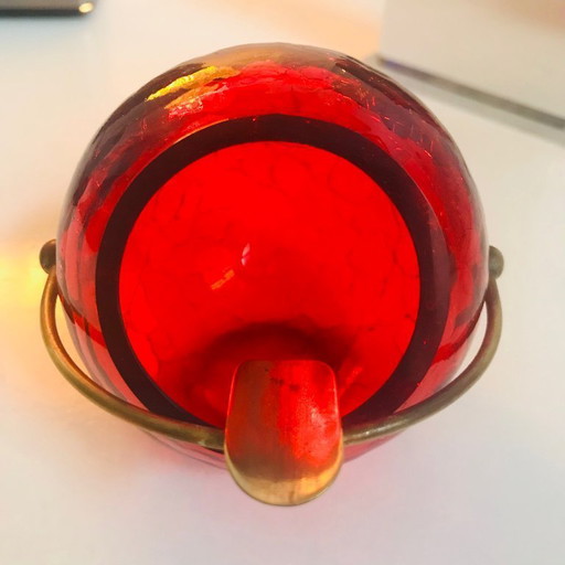 Cendrier Vintage • Cristal Givré • Cuivre • Marita Voigt • Harzkristall • Space Age • 1970