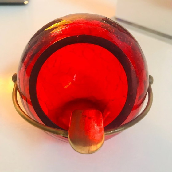 Image 1 of Posacenere vintage - Cristallo smerigliato - Rame - Marita Voigt - Harzkristall - Space Age - 1970