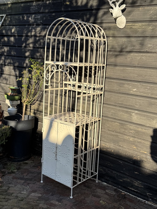Vintage Wrought Iron Bar Station with Bottle Rack