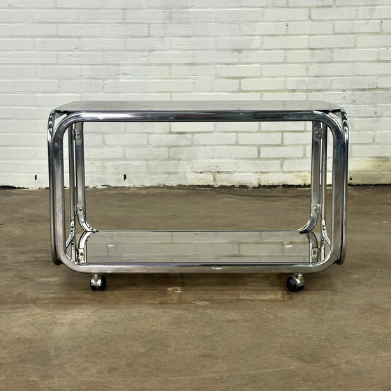 Image 1 of Space Age Coffee Table With Chrome And Smoke Glass