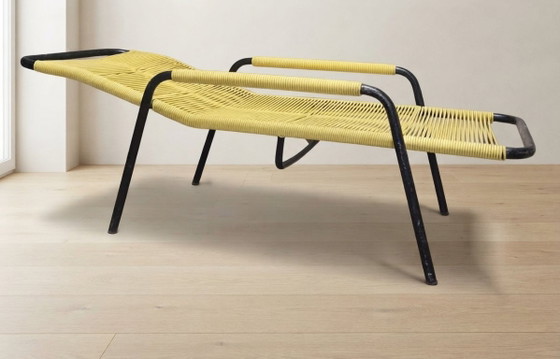 Poltrona Lounge Vintage Corda Gialla, Metallo Tubolare, Anni '70, 120 x 56 42 cm – Sedie a dondolo (photo 8 of 12)