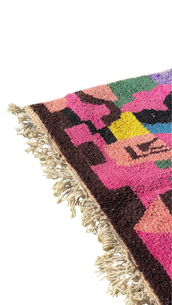 Image 1 of Uniek Handgemaakt Berber Tapijt – 100% Wol – 250 x 150 cm – Abstract & Kleurrijk Boujaad Design – Atlas Gebergte
