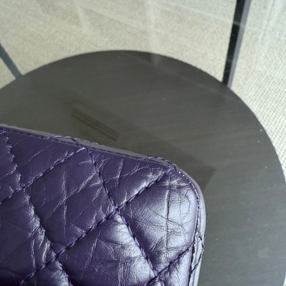 Image 1 of Chanel 2.55 Reissue 225 - Quilted Aged Calfskin Dark Violet Purple Aged Silver Hardware Series 17