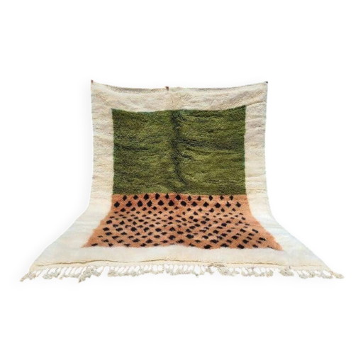 Tappeto Mrirt marocchino verde oliva e terracotta 360x240 cm – motivo grafico