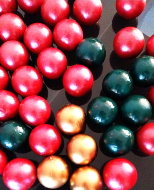 Set of Christmas decorative balls in festive red, green and gold. Perfect as a centerpiece, vase filler, wreath decoration or DI