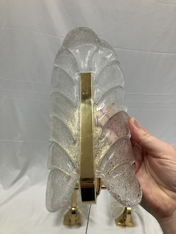Image 1 of Vintage ijsglas Carl Fagerlund Orrefors exclusieve wandlampen set van 3 stuks!