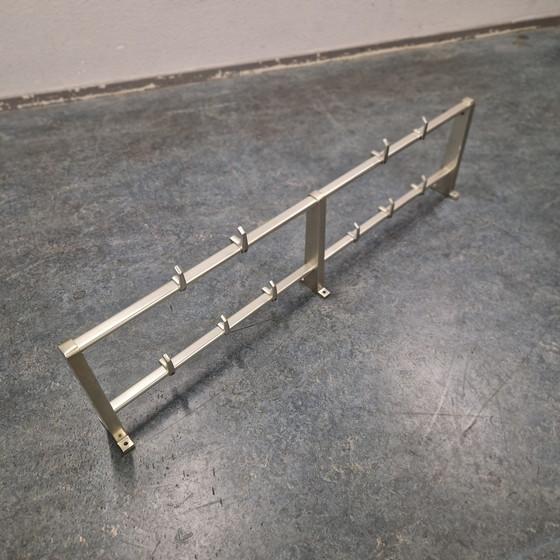 Image 1 of 1970s Aluminum Coat Rack Vintage Wall Coat Rack