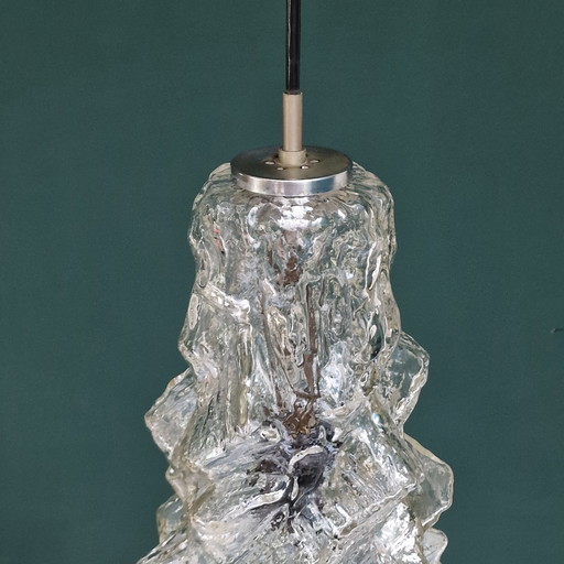 Vintage Peill & Putzler “Alaska” Hanglamp – Sculpturaal Glas – Jaren 70 – 35 cm hoog.