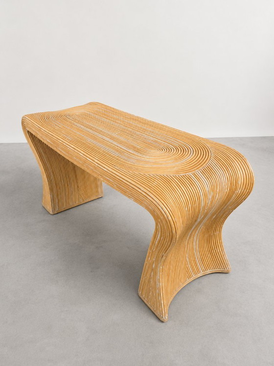Consolle Mid-Century in Stile Gabriella Crespi con Canna di Matita – Console, Rattan (photo 3 of 5)