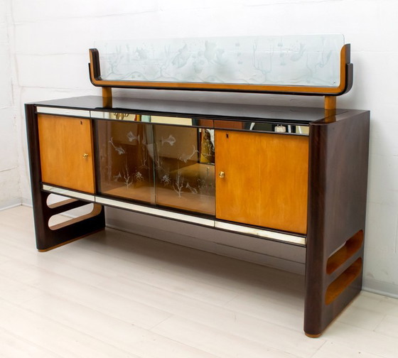 Image 1 of Osvaldo Borsani Mid-Century Modern Italian Walnut and Maple Sideboard, 1950s