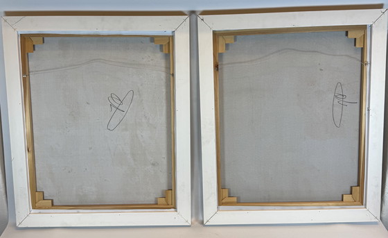 Image 1 of Set di 2 dipinti moderni - firmati B. W... - 55×65 cm