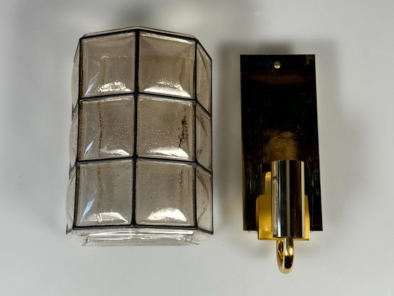 Image 1 of Lámpara de pared de los años 60/70, Glassworks Limburg, Alemania, vidrio y metal.