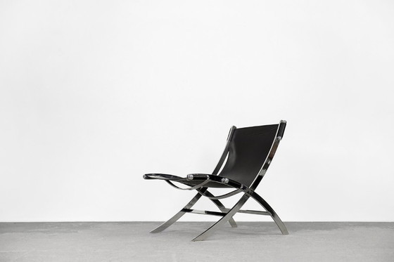 Image 1 of Vintage Minimalist Italian Leather Chair, 1980s