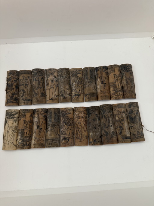 Kama Sutra panels hand-carved on bone, China, 20th century