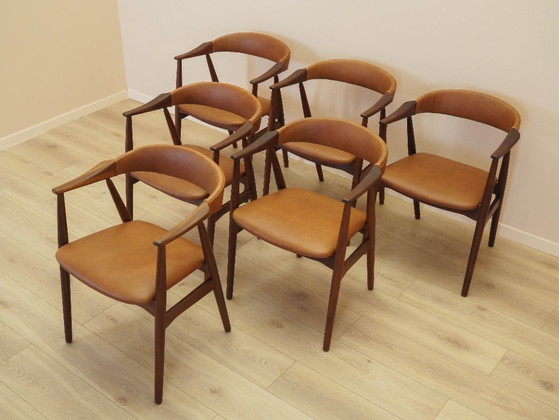Image 1 of Set van zes teakhouten stoelen, Deens design, jaren 70, gemaakt in Denemarken.