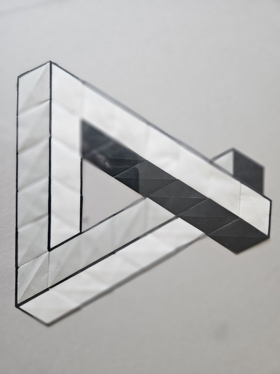 Image 1 of Unique Origami Tessellation – Framed Penrose Triangle (Signed)