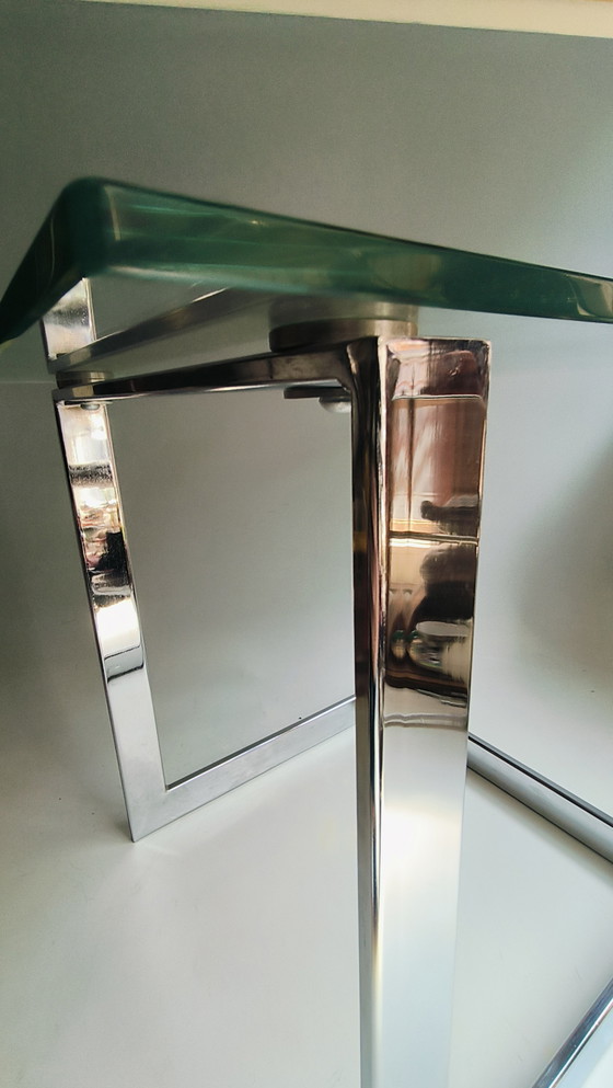 Image 1 of Table d'appoint moderne en verre Gerba verre chromé