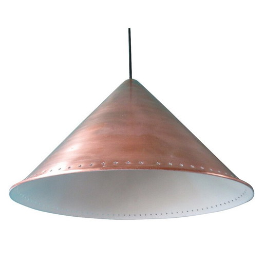 Vintage koperen hanglamp, Denemarken 1950