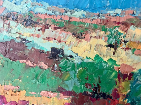 Image 1 of Öl auf Leinwand, abstraktes Gemälde des 20. Jahrhunderts, signiert