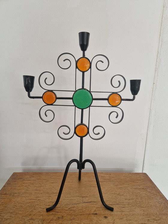 Image 1 of Gunnar Ander Ystad metal brutalist kandelaar