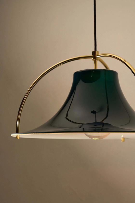 'Single' Acrylic and Brass Pendant by Jo Hammerborg for Fog & Mørup, Denmark, 1960s, Ceiling lights, White (photo 4 of 8)