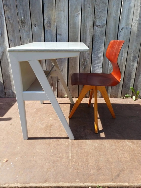 Vintage Adam Stegner desk (large stock), Wood, Grey, Mid Century Modern (photo 4 of 11)