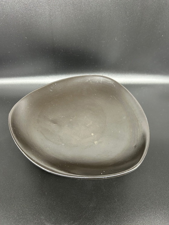 Image 1 of black ceramic trinket tray, 1950s