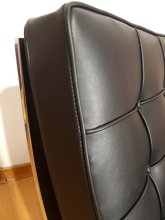 Image 1 of Knoll Set Barcelona New-Never Used Black Leather Design by Ludwig Mies Van Der Rohe and Lilly Reich (1929)