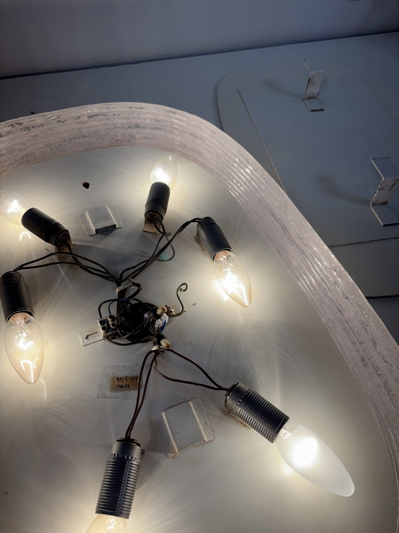 Image 1 of Specchio vintage Hillebrand illuminato in vetro ghiaccio anni '60, stile spaziale