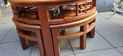 Vintage 1950s teak Chinese tea table coffee table