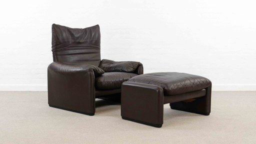 Maralunga Easy Chair and Footrest by Vico Magistretti for Cassina