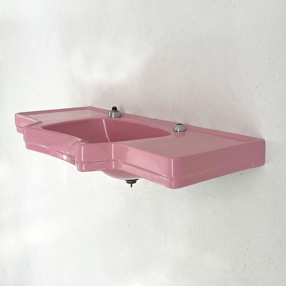 Image 1 of Grand lavabo rose vintage, années 1980