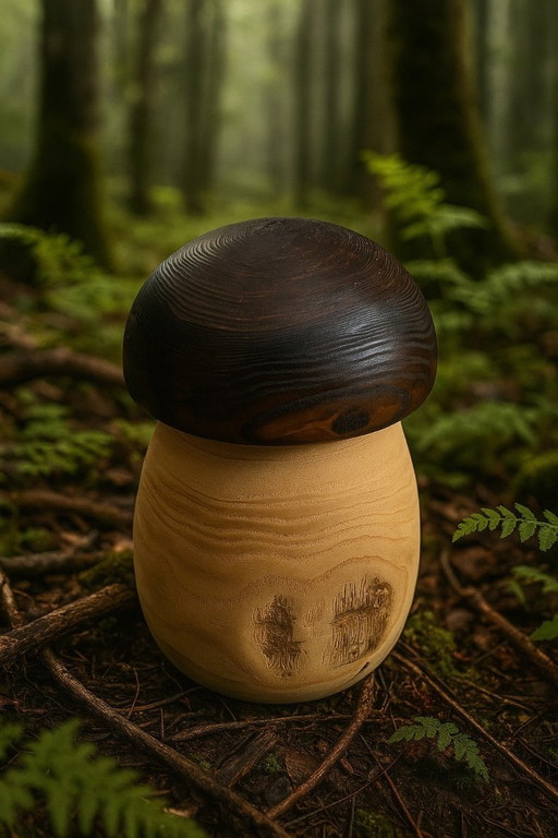 Large turned wood mushroom
