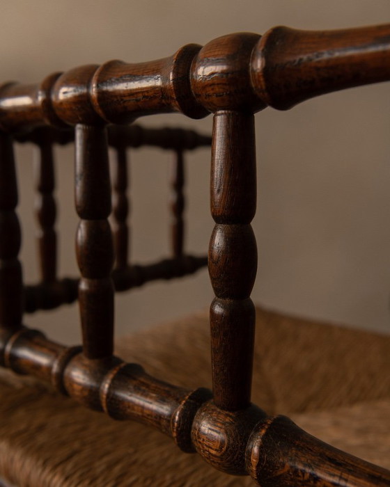 Image 1 of Chaise vintage à bobines avec assise en jonc