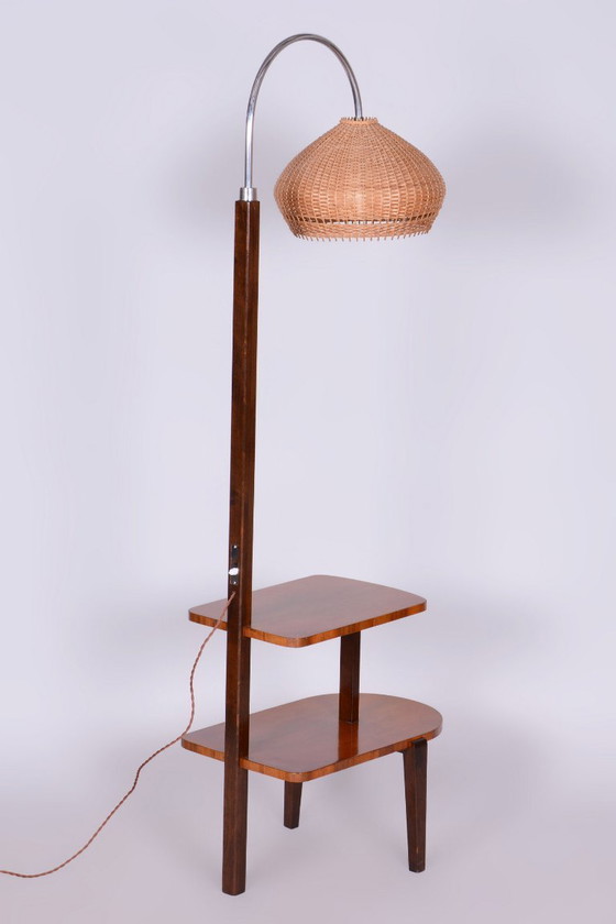 Restored Art Deco Floor Lamp, by J. Halabala for UP Závody, Walnut, Czech, 1930s – Floor lights, Wood (photo 10 of 15)